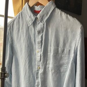 Joe Fresh 100% Linen Pale Blue Casual Buttom-Down